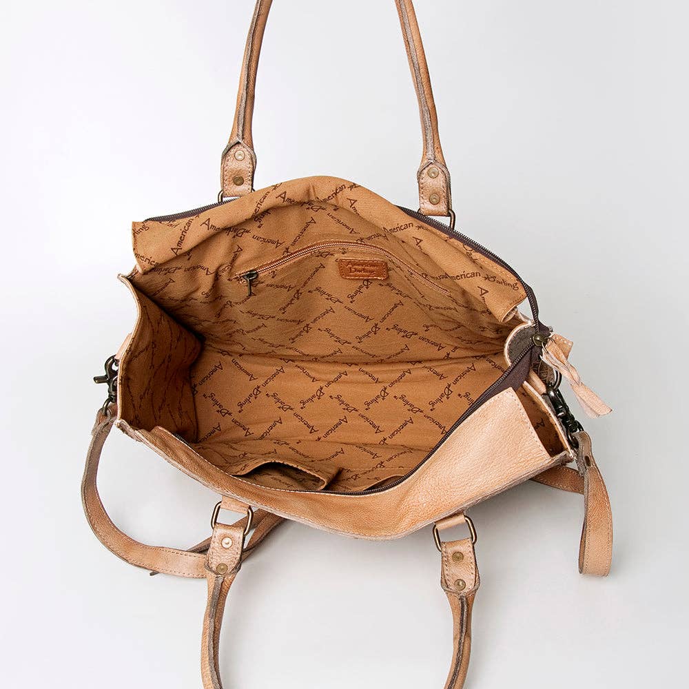 LC-ADBG235 Genuine Crocodile Leather Tote Bag with Hand-Stitched Details & Adjustable Strap