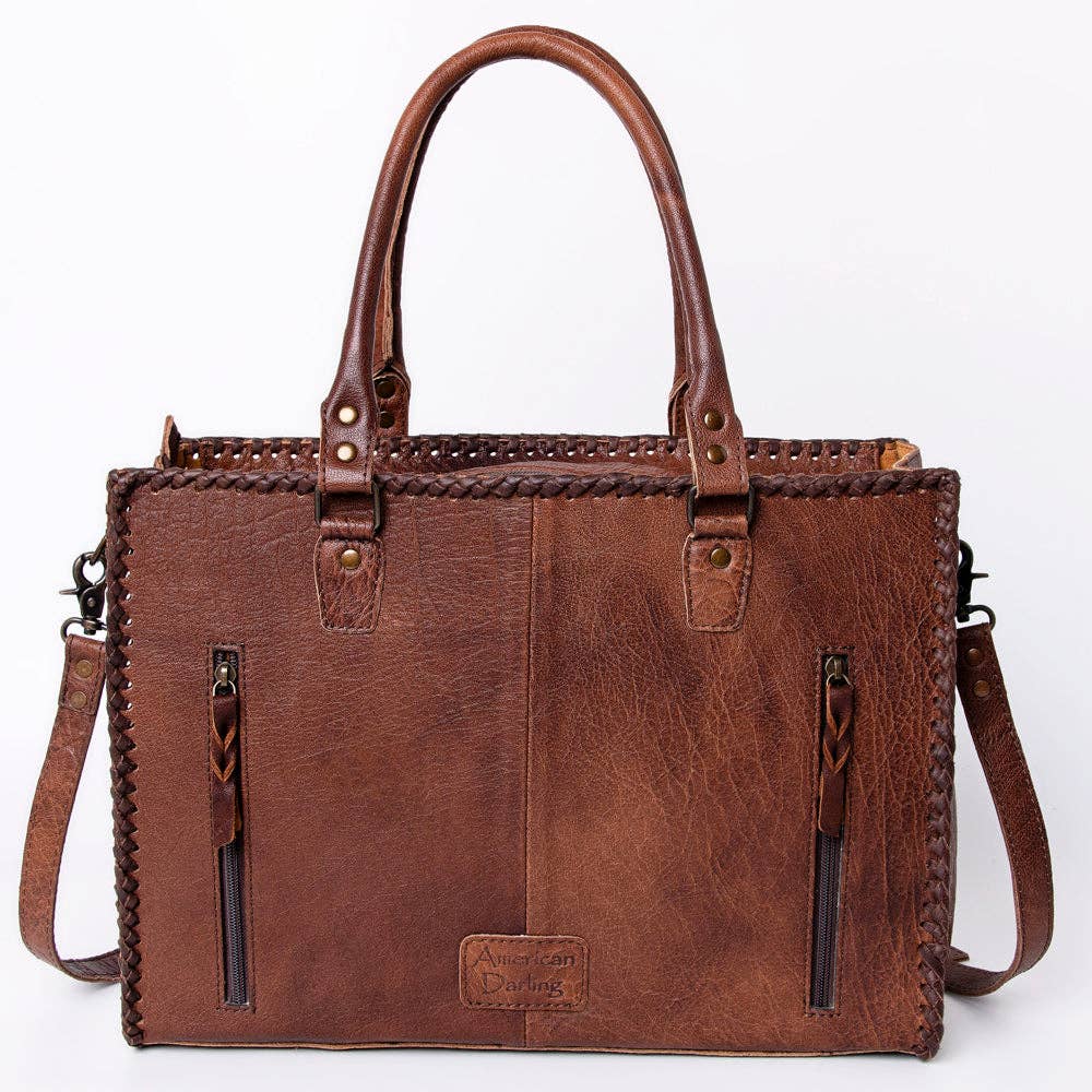 LC-ADBG235 Genuine Crocodile Leather Tote Bag with Hand-Stitched Details & Adjustable Strap