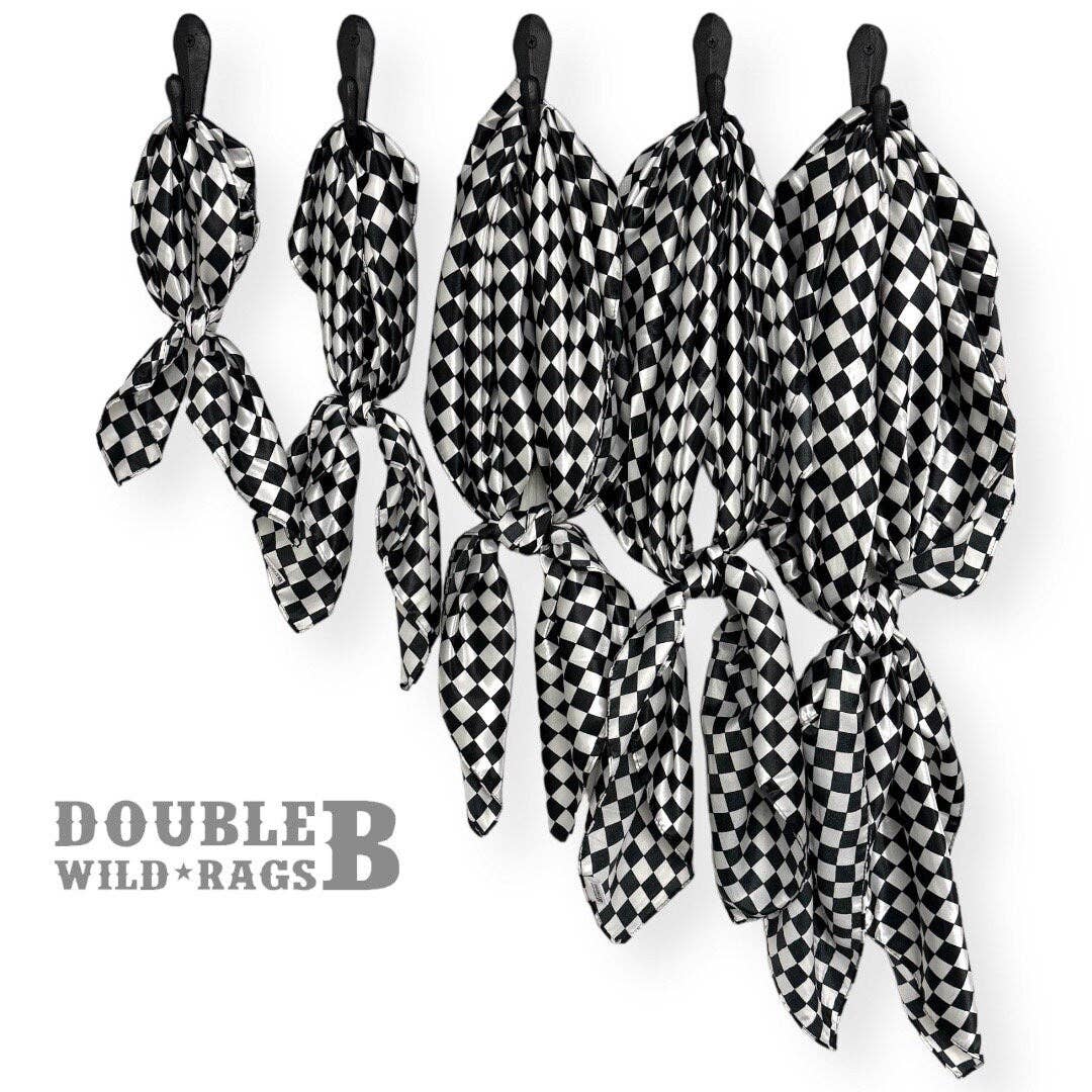 WILD RAG Black and White Check Cowboy Western Neck Scarf Bandanna by Double B Wild Rags