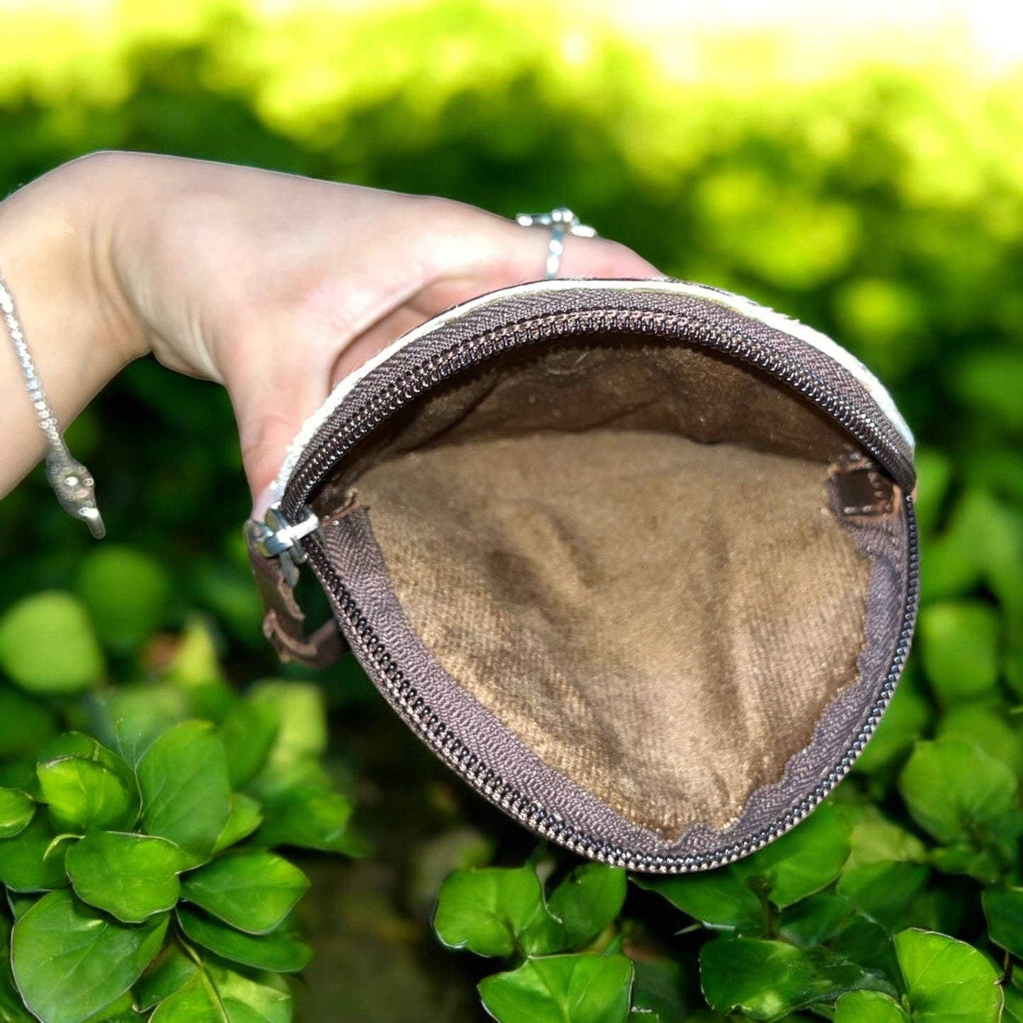 All cowhide coin pouch
