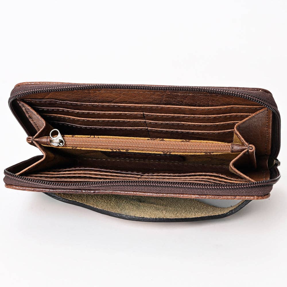 ADBG1190 Croc-Embossed Leather Wallet - Tooled Southwestern Geometric Design