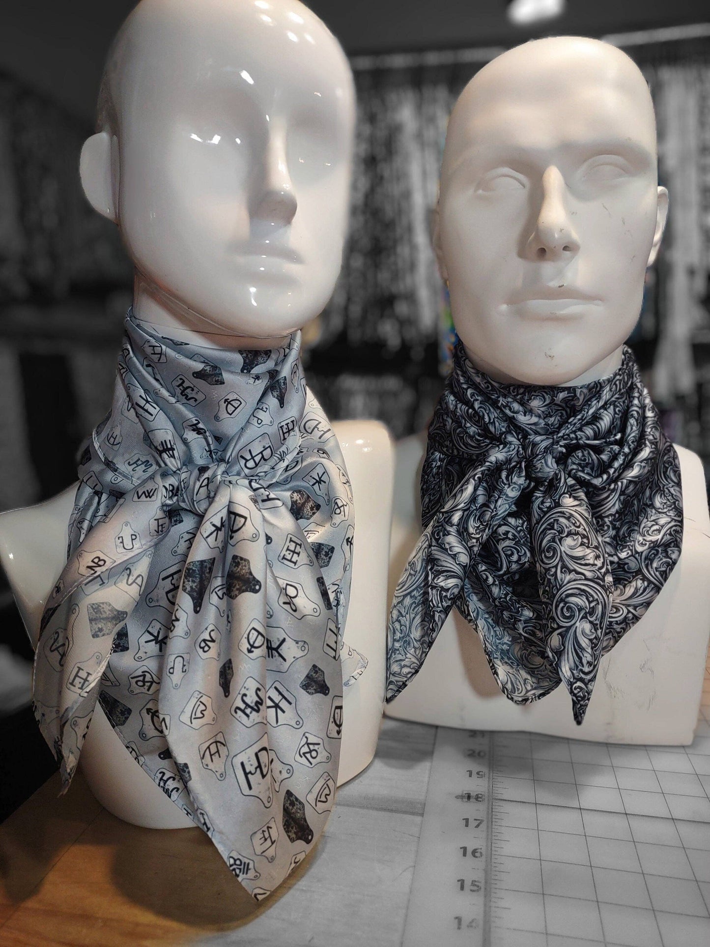 Wild Rag Engraved Sterling Silver Print Cowboy Western Neck Scarf Bandanna by Double B Wild Rags