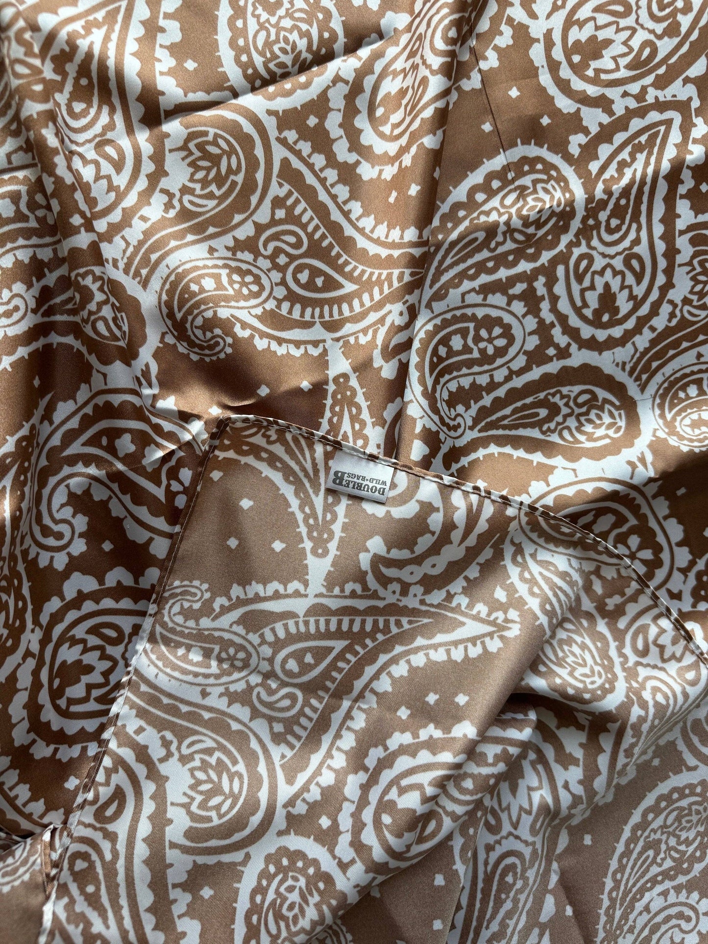 Wild Rag Taupe and Off White Paisley Cowboy Western Neck Scarf Bandanna by Double B Wild Rags