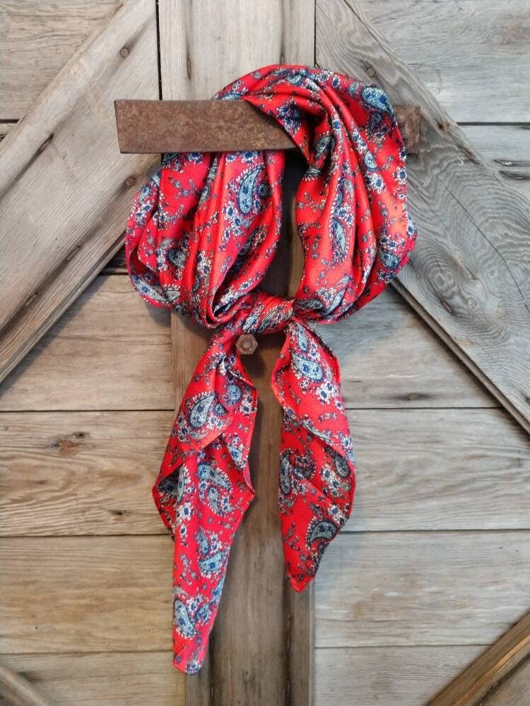 Wild Rag PAISLEY 101 Retro Red Cowboy Western Neck Scarf Bandanna by Double B Wild Rags