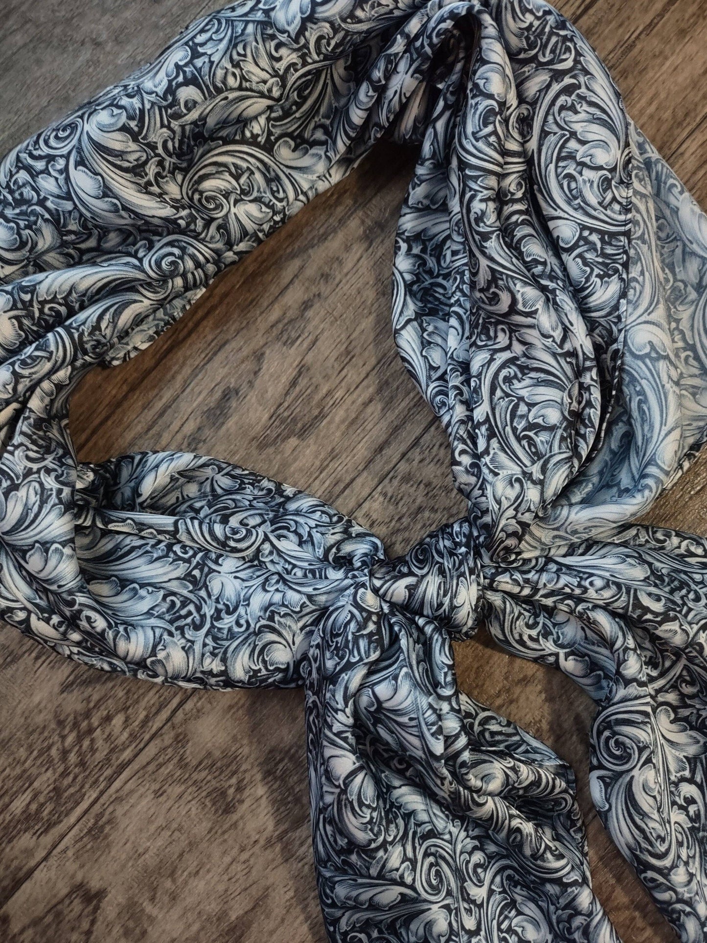 Wild Rag Engraved Sterling Silver Print Cowboy Western Neck Scarf Bandanna by Double B Wild Rags