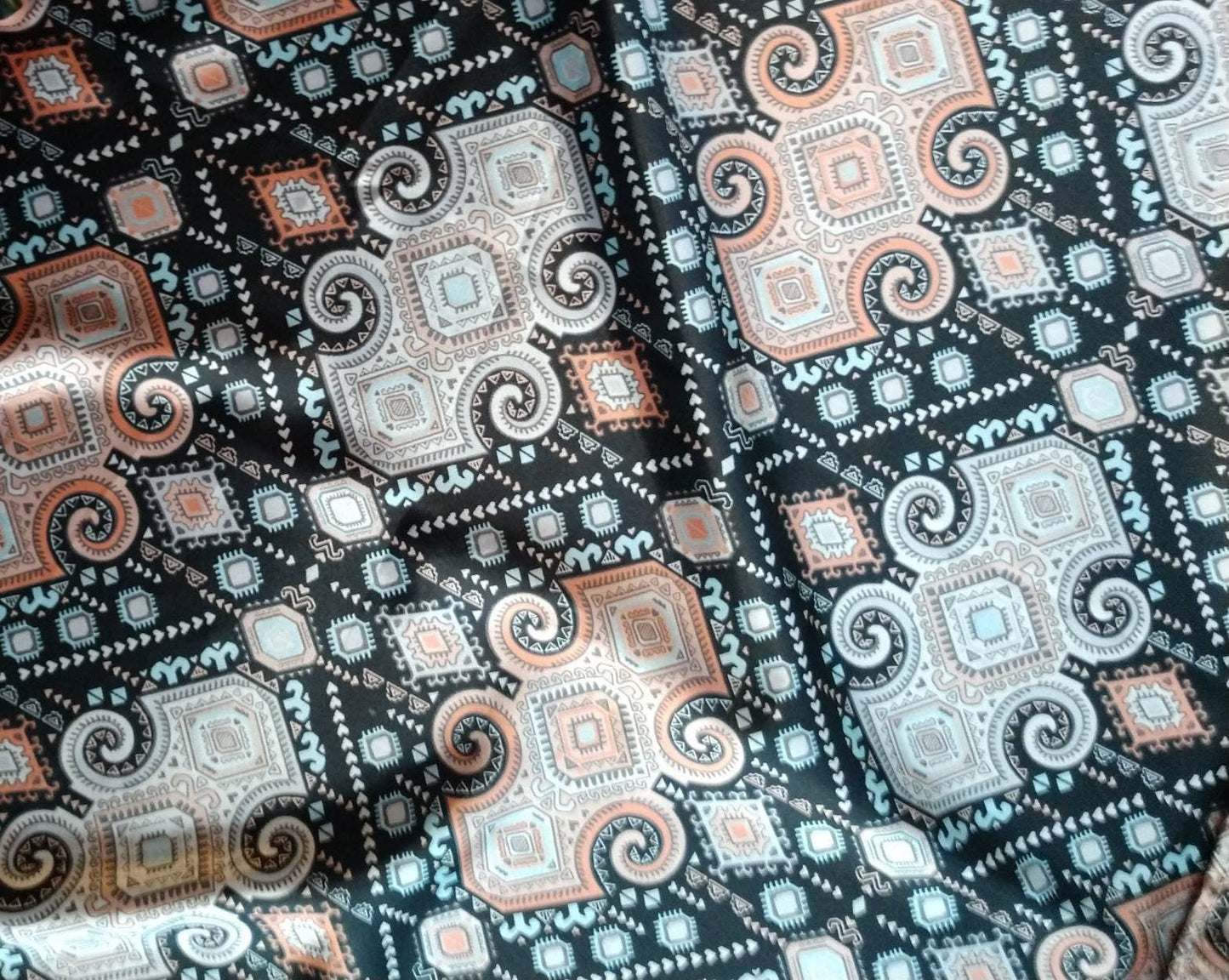 Wild Rag AZTEC 912 Black and Peach Mayan Tribal Print Western Cowboy Neck Scarf Bandana by Double B Wild Rags