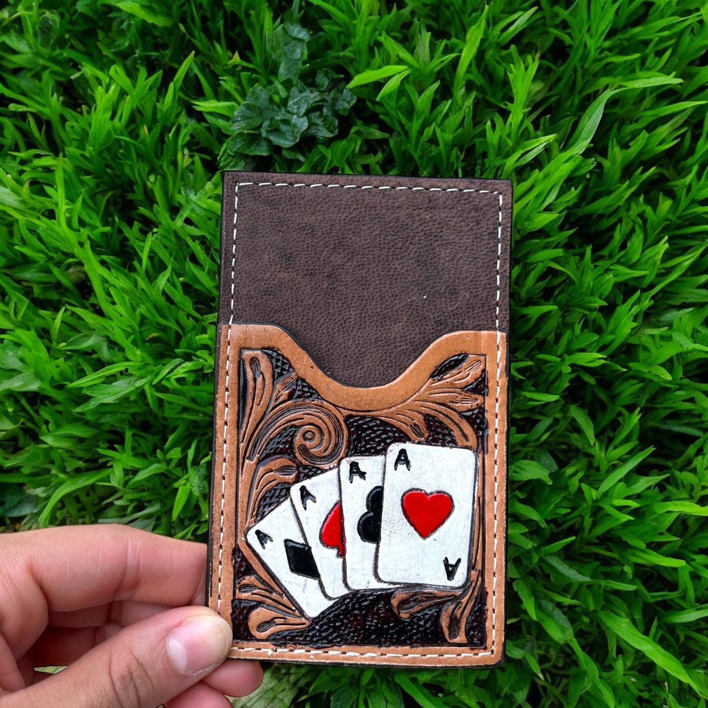 Cards tooled leather card wallet