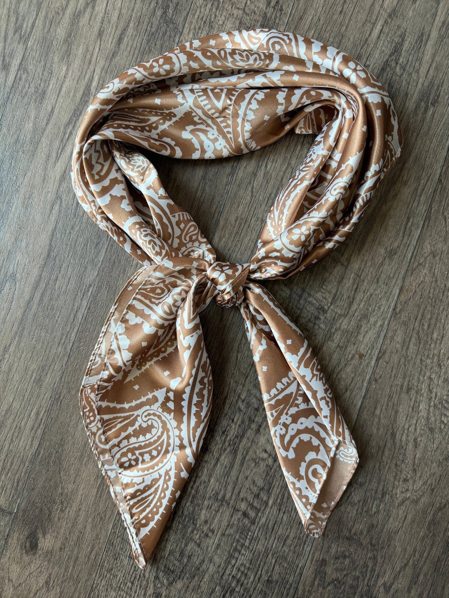 Wild Rag Taupe and Off White Paisley Cowboy Western Neck Scarf Bandanna by Double B Wild Rags