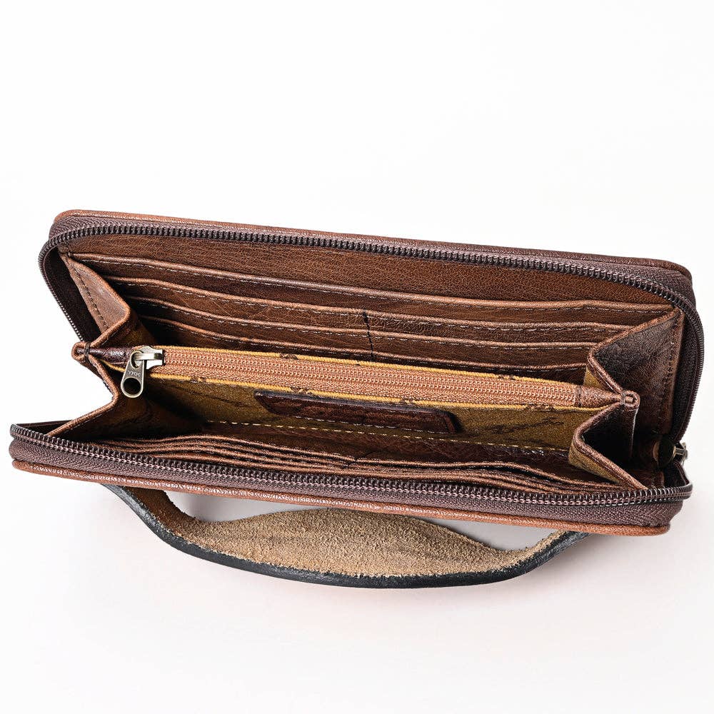 ADBG1190 Croc-Embossed Leather Wallet - Tooled Southwestern Geometric Design