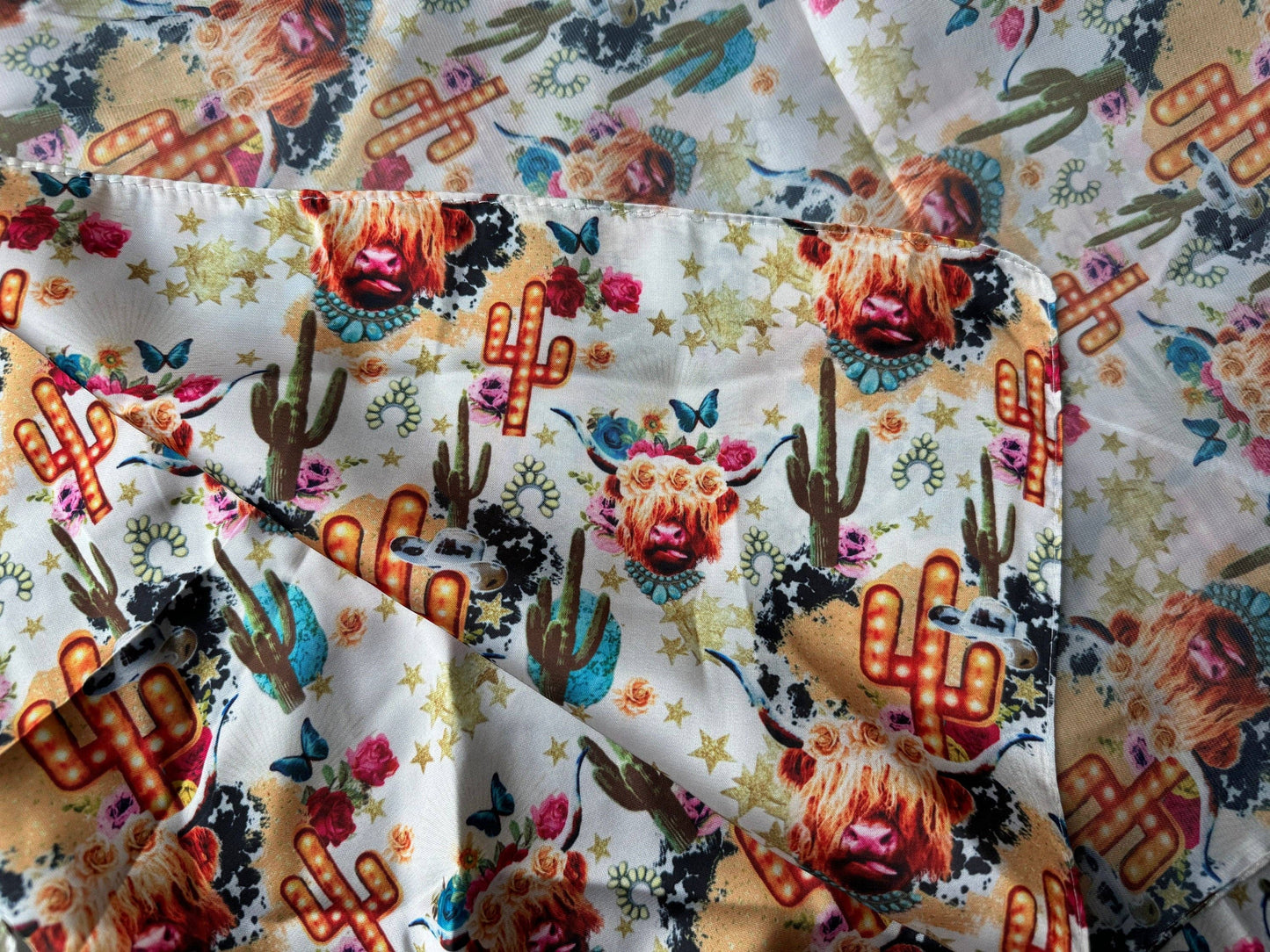 WILD RAG SCARF Boho Cactus Highland Cow Cowboy Cowgirl Western Neck Scarf Bandanna