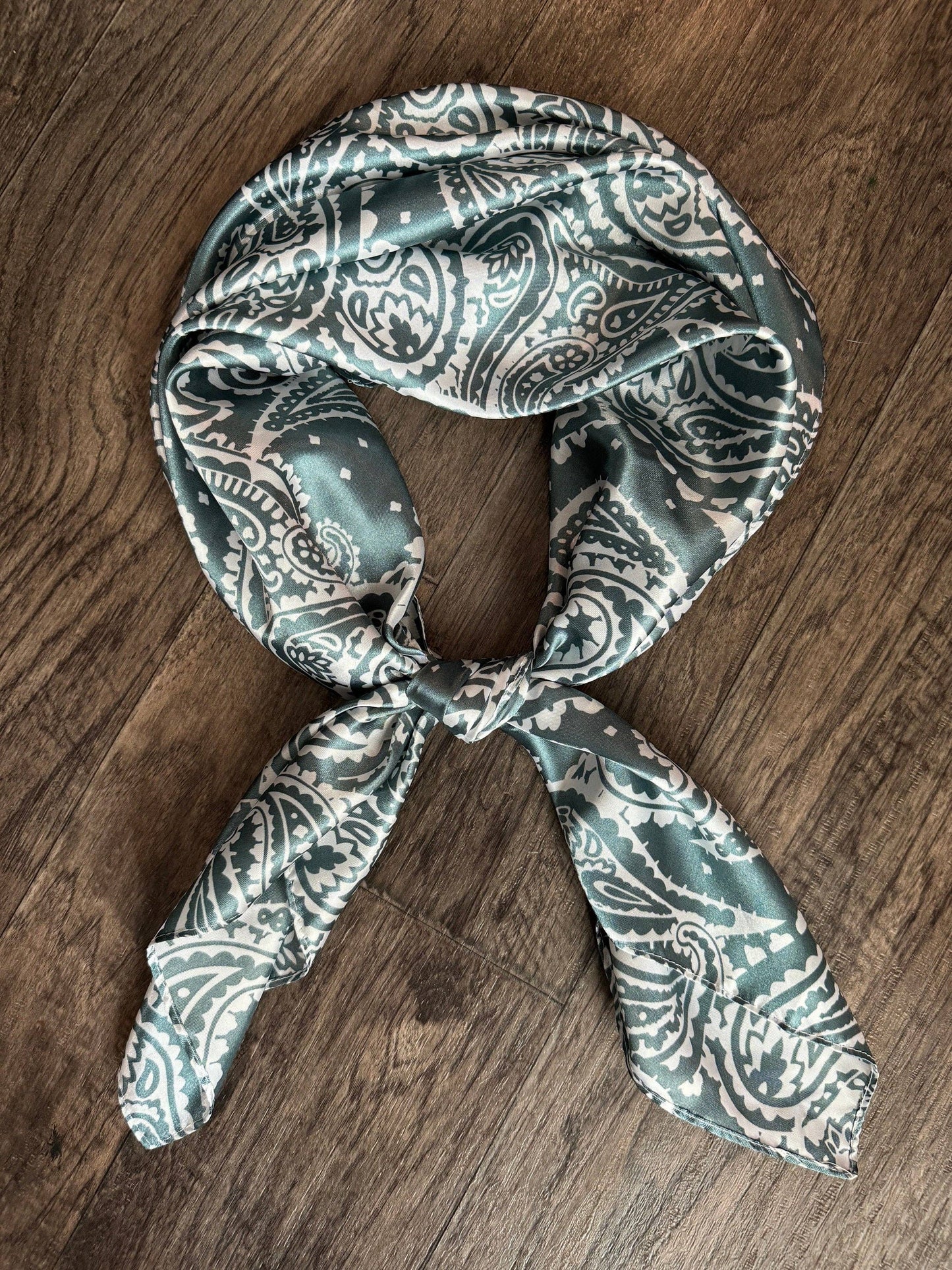 Wild Rag Slate Grey and White Paisley Cowboy Western Neck Scarf Bandanna by Double B Wild Rags