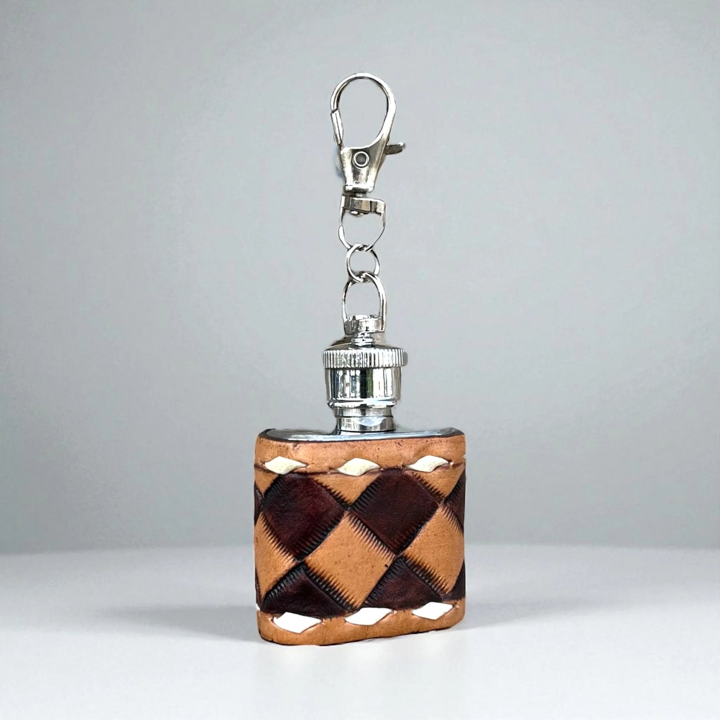1oz checker tooled leather flask