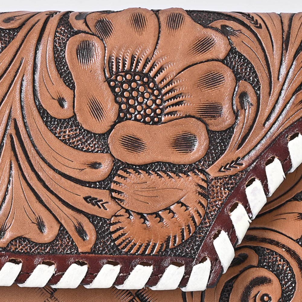 KBG154 WALLET Harness Skirting Leather Wallet with Hand Carving H4.5XW9 KBG154