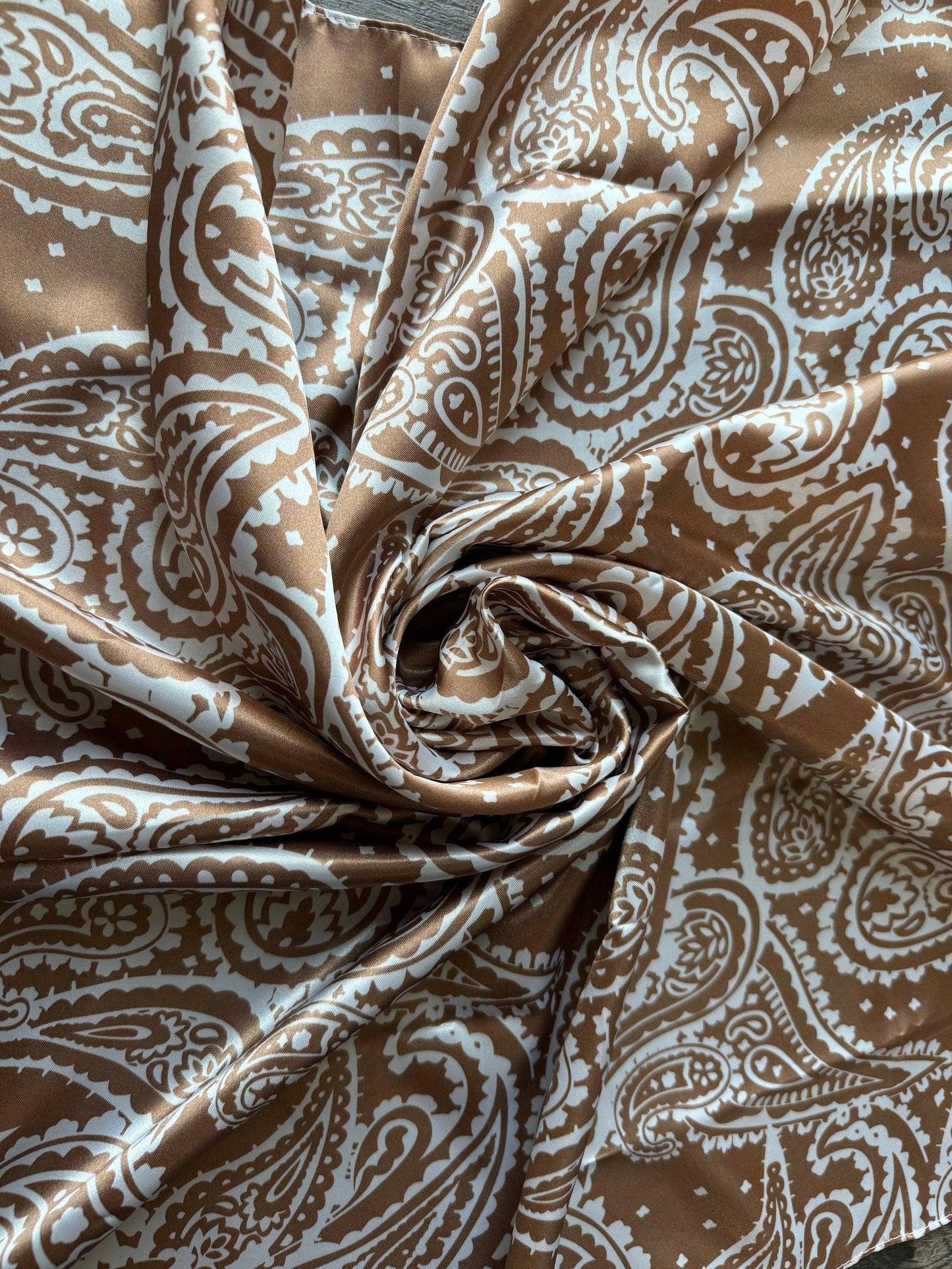 Wild Rag Taupe and Off White Paisley Cowboy Western Neck Scarf Bandanna by Double B Wild Rags