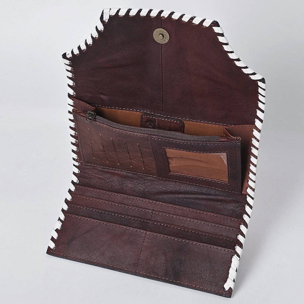 KBG154 WALLET Harness Skirting Leather Wallet with Hand Carving H4.5XW9 KBG154