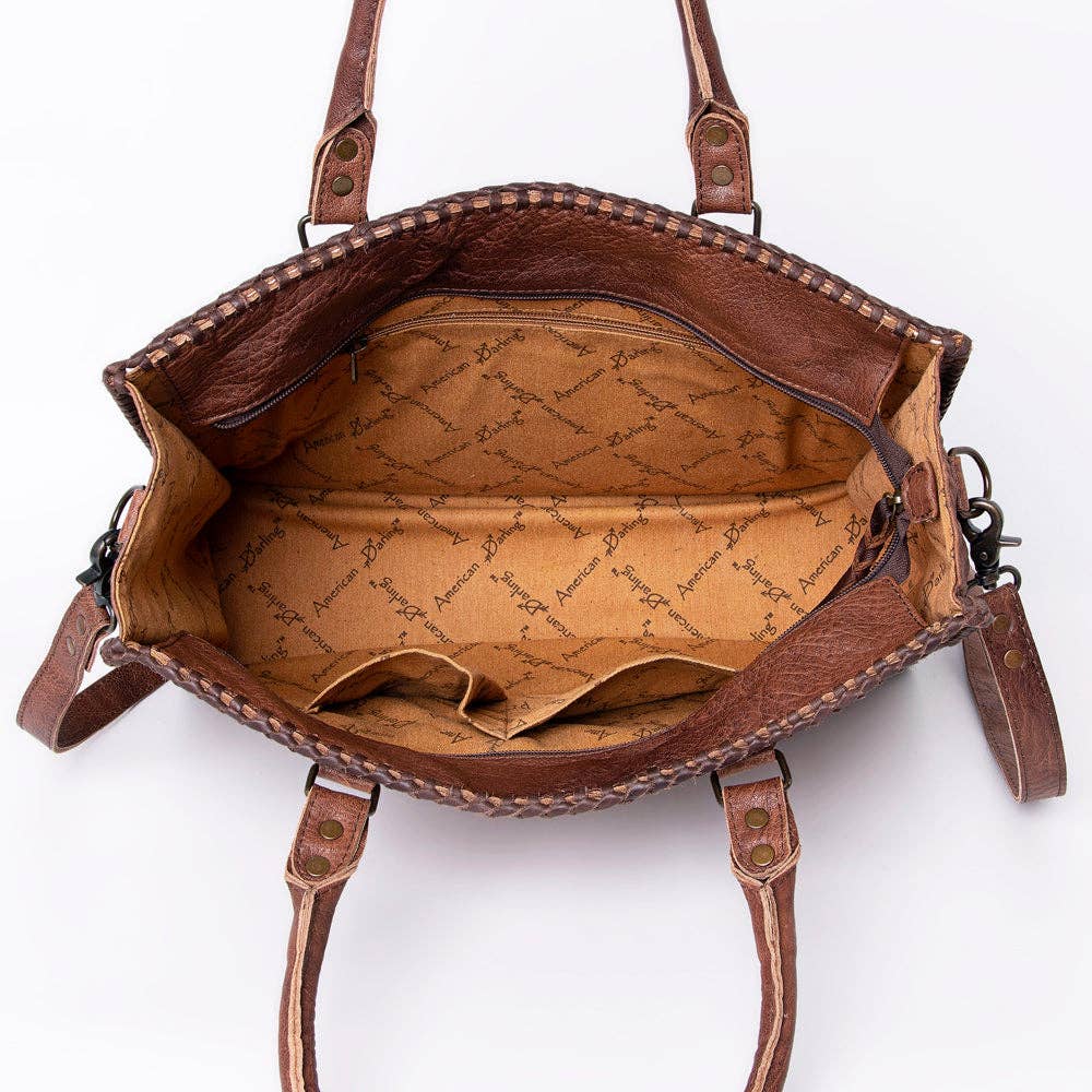 LC-ADBG235 Genuine Crocodile Leather Tote Bag with Hand-Stitched Details & Adjustable Strap