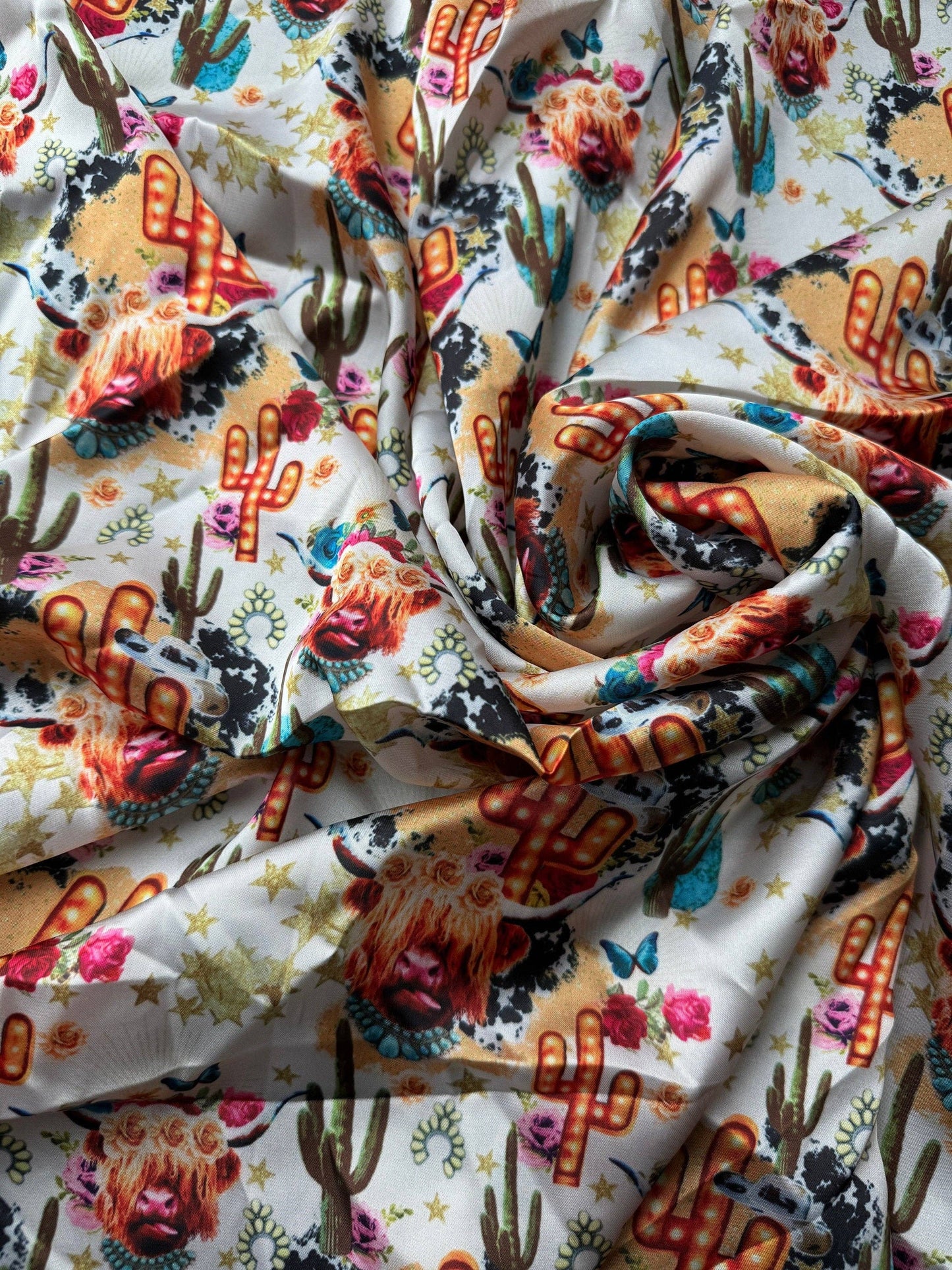 WILD RAG SCARF Boho Cactus Highland Cow Cowboy Cowgirl Western Neck Scarf Bandanna