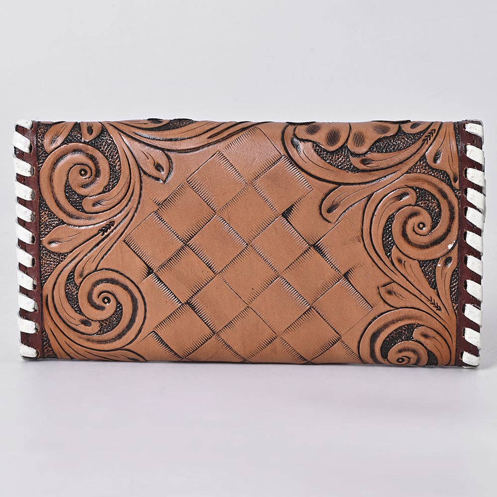 KBG154 WALLET Harness Skirting Leather Wallet with Hand Carving H4.5XW9 KBG154