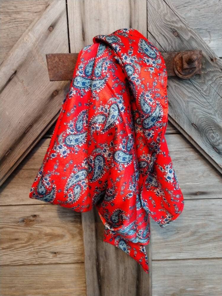 Wild Rag PAISLEY 101 Retro Red Cowboy Western Neck Scarf Bandanna by Double B Wild Rags