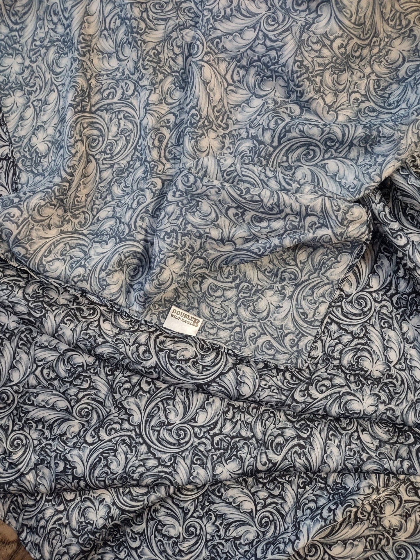 Wild Rag Engraved Sterling Silver Print Cowboy Western Neck Scarf Bandanna by Double B Wild Rags
