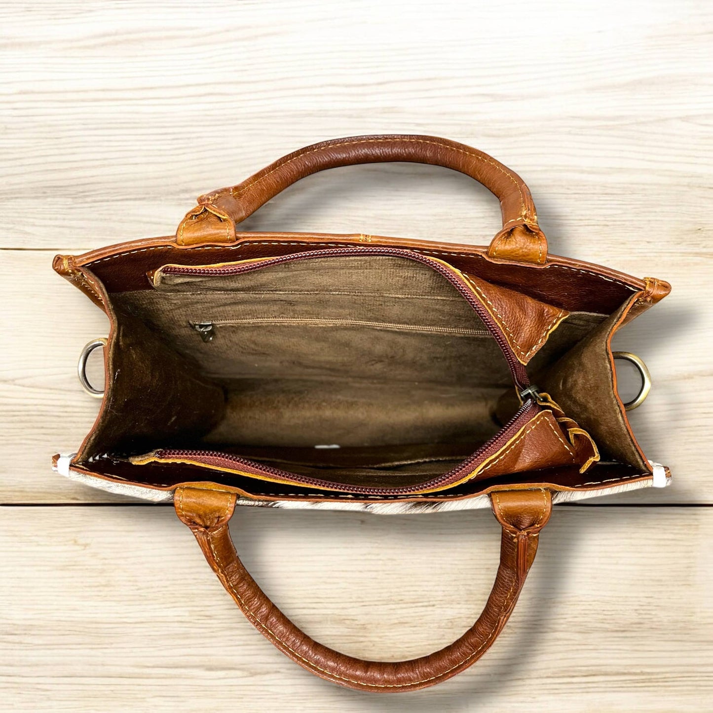 Blossom tooled & cowhide tote bag 