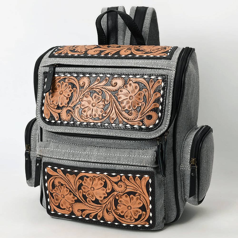 OHG192 Backpack Hand Tooled  Genuine western Leather women bag