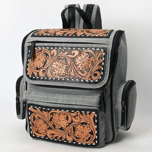 OHG192 Backpack Hand Tooled  Genuine western Leather women bag