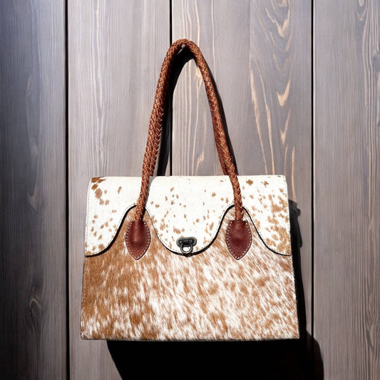 Vicky Tan Cowhide Top Flap tote purse 