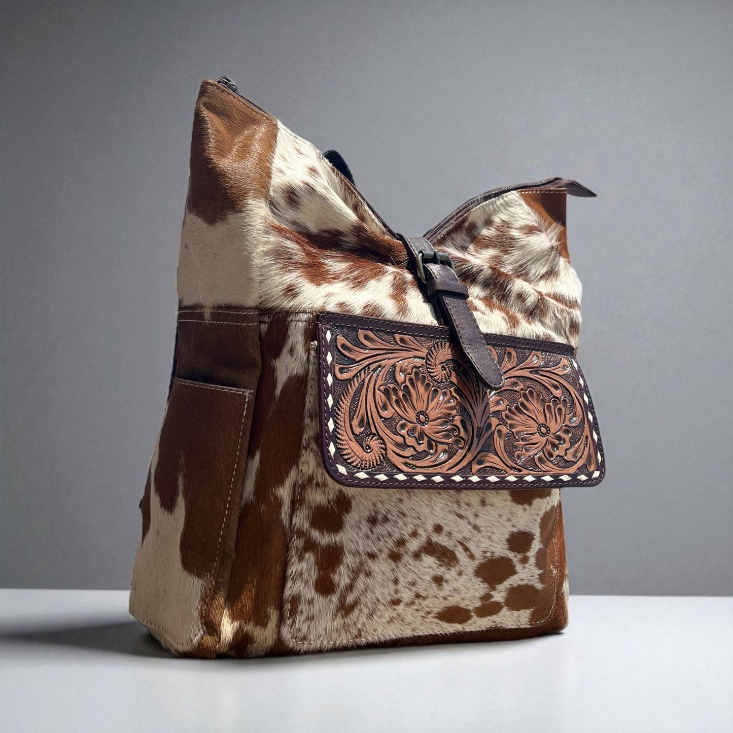 Rodeo tooled leather & cowhide backpack 