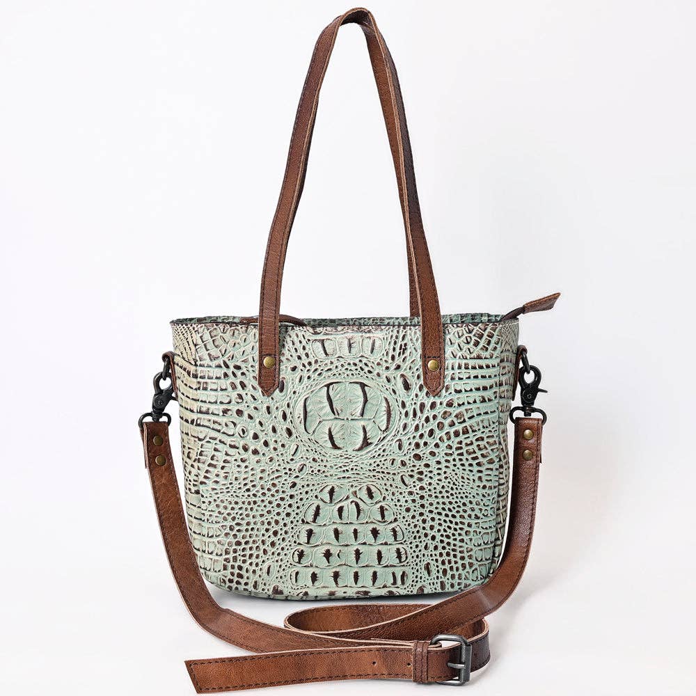 LC-ADBG959 Crocodile Embossed Genuine Leather Western Tote Compact Handbag by American Darling