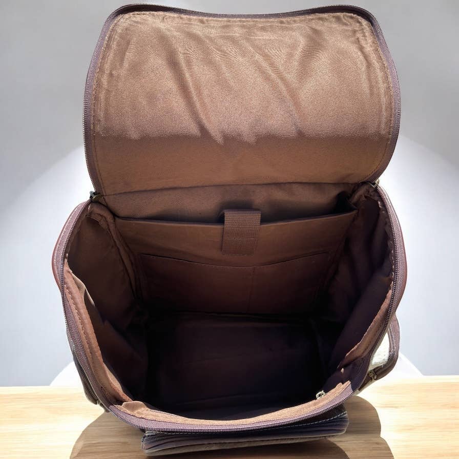 Howdy tooled leather & cowhide backpack 