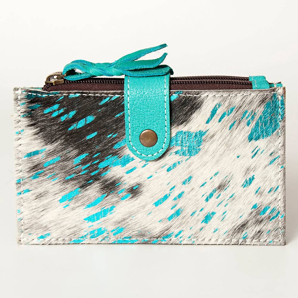 LC-ADBG813 Hair-On Cowhide Card-Holder Bag with Leather Snap Strap
