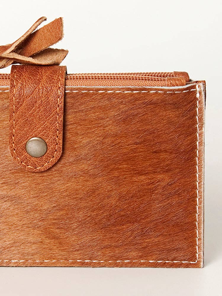 LC-ADBG813 Hair-On Cowhide Card-Holder Bag with Leather Snap Strap
