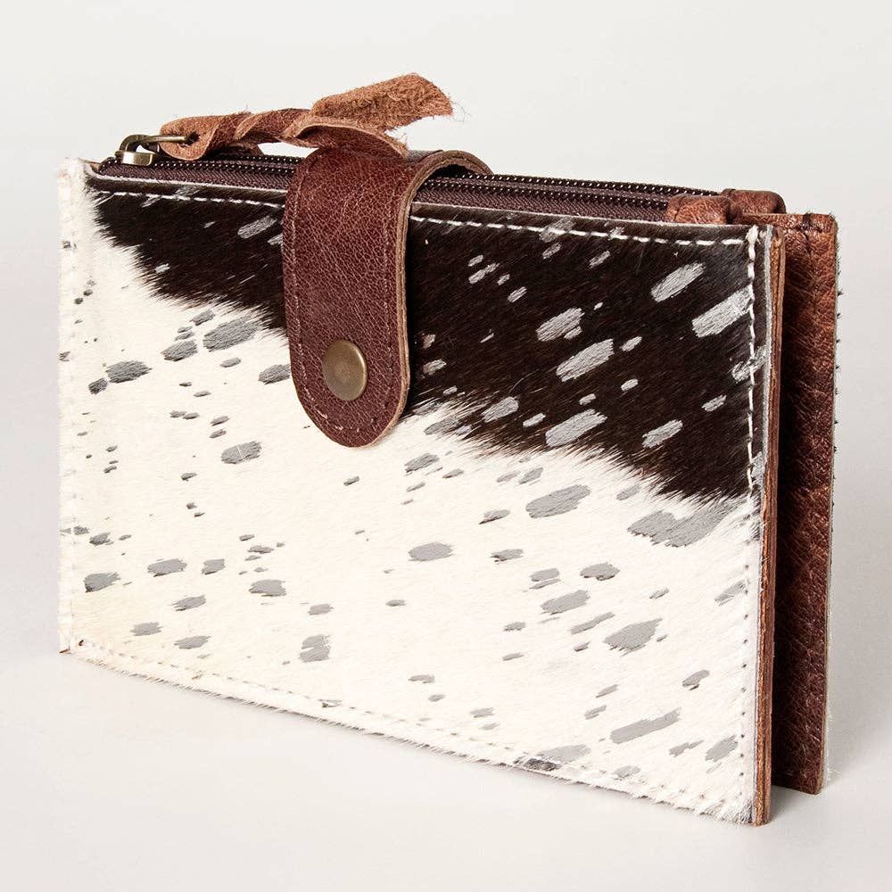 LC-ADBG813 Hair-On Cowhide Card-Holder Bag with Leather Snap Strap
