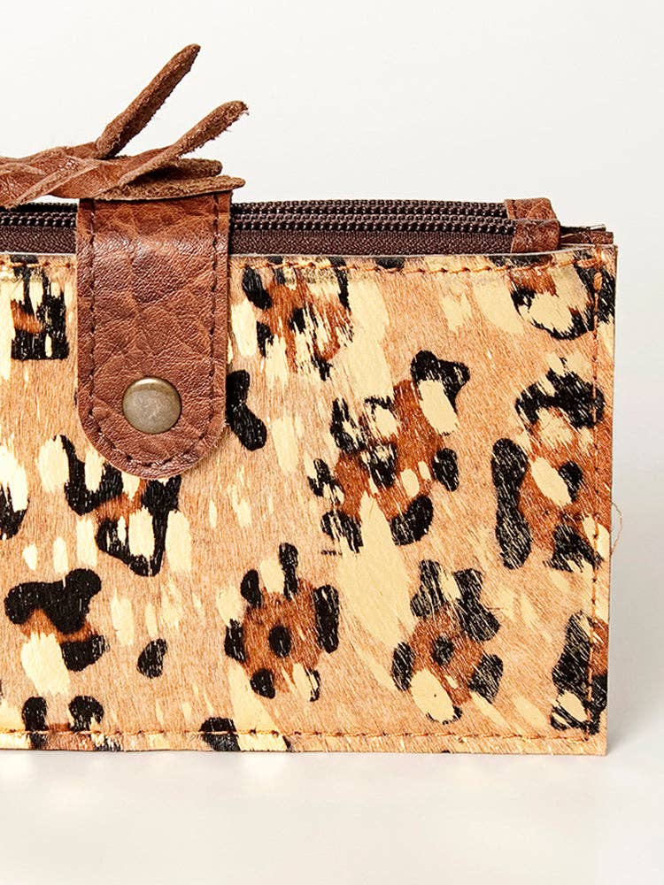 LC-ADBG813 Hair-On Cowhide Card-Holder Bag with Leather Snap Strap