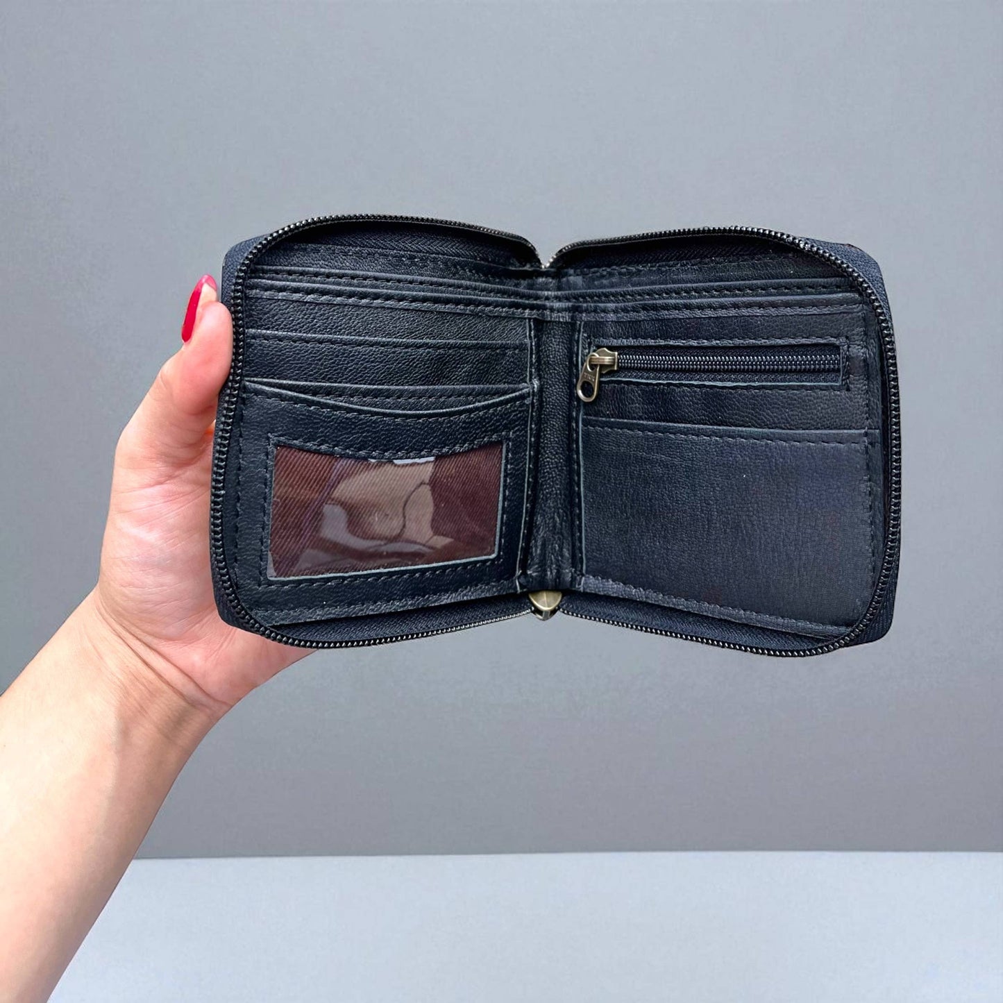 Checker tooled leather wristlet 