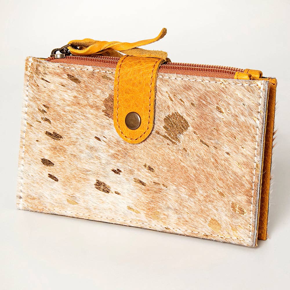 LC-ADBG813 Hair-On Cowhide Card-Holder Bag with Leather Snap Strap