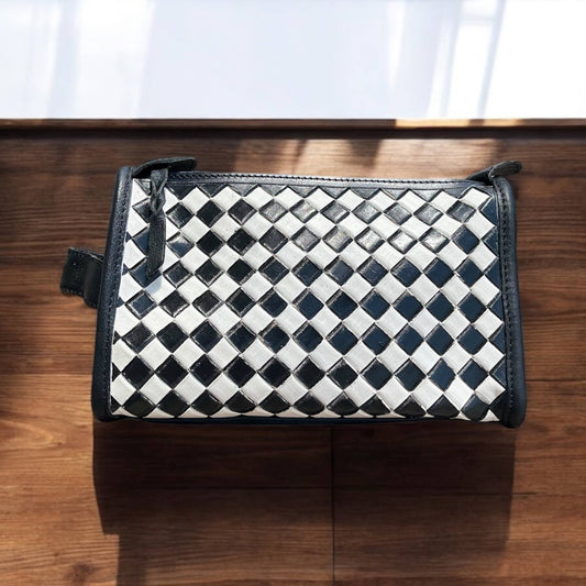 Checker leather toiletry bag 