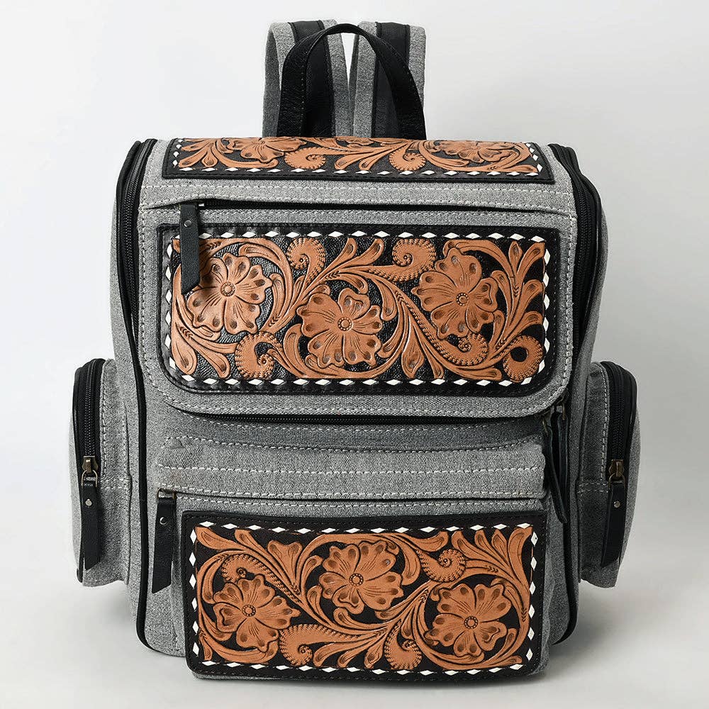 OHG192 Backpack Hand Tooled  Genuine western Leather women bag