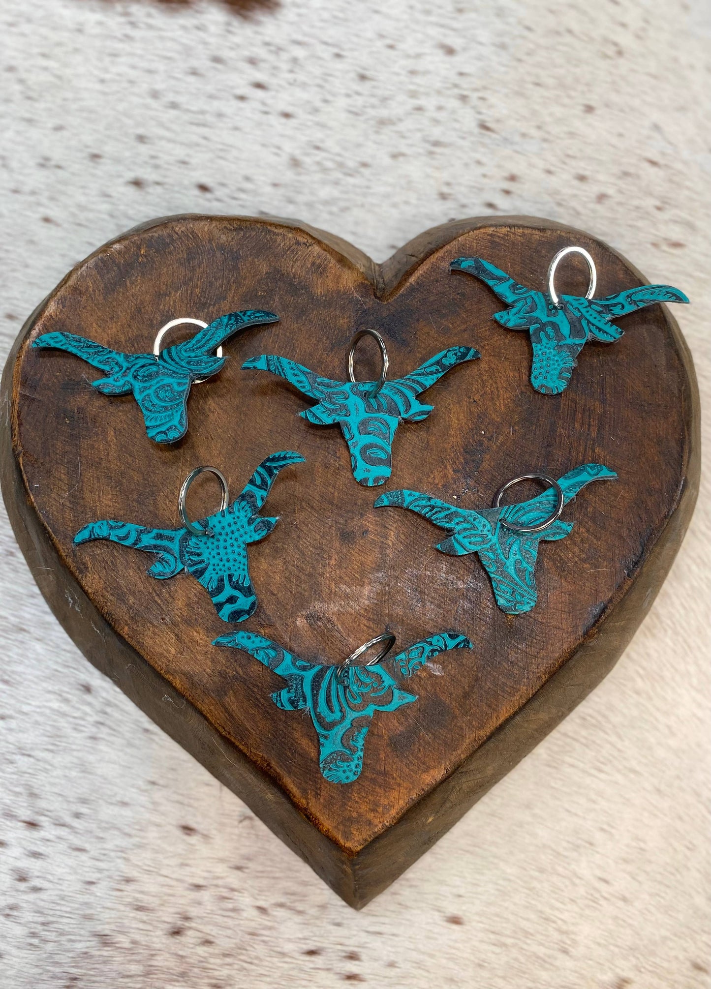 Western Highland Tooled Leather Keychain